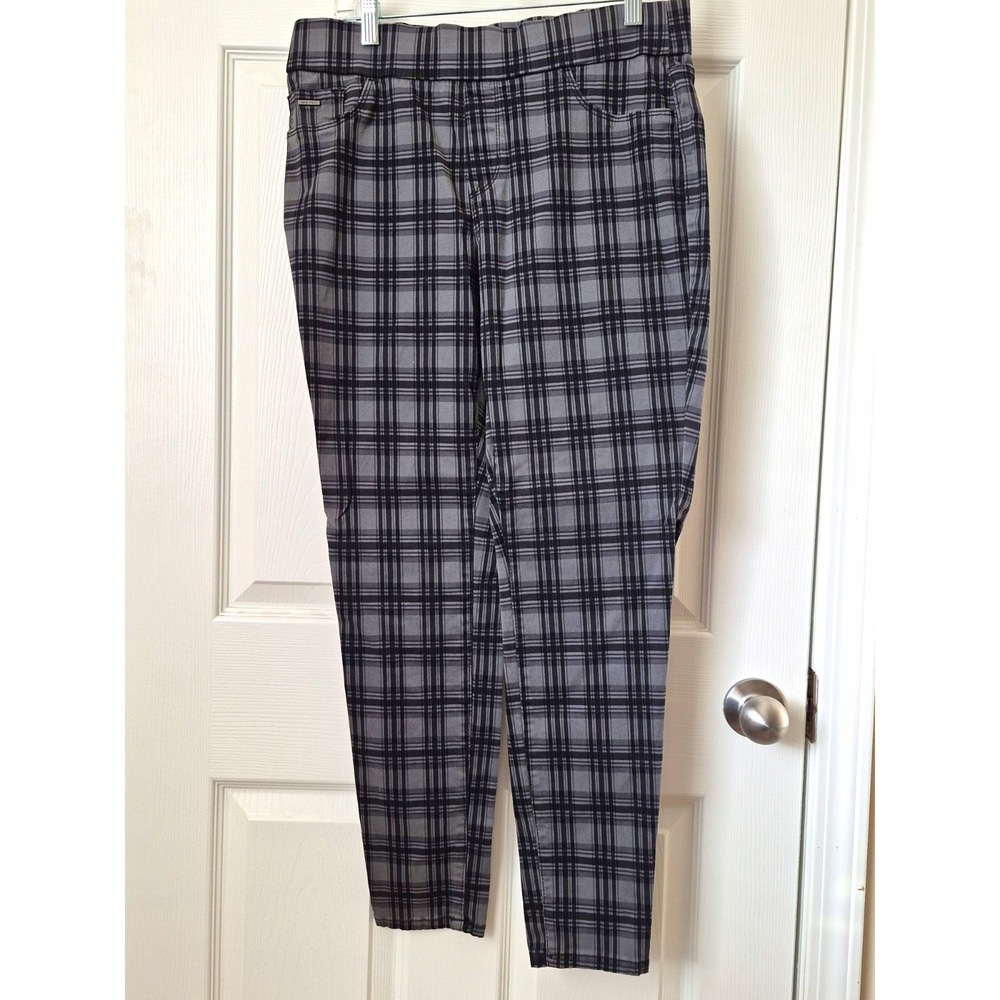 Nine West Women's Gray Black Plaid Jegging Pants Skinny Leg Pull On Size 8